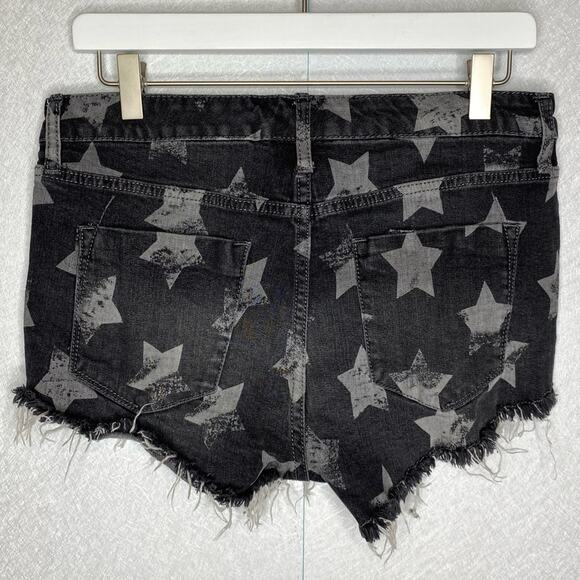 Mossimo High Rise Short Gray Stars Super Stretch Button Fly Size 12/31 - Picture 2 of 5